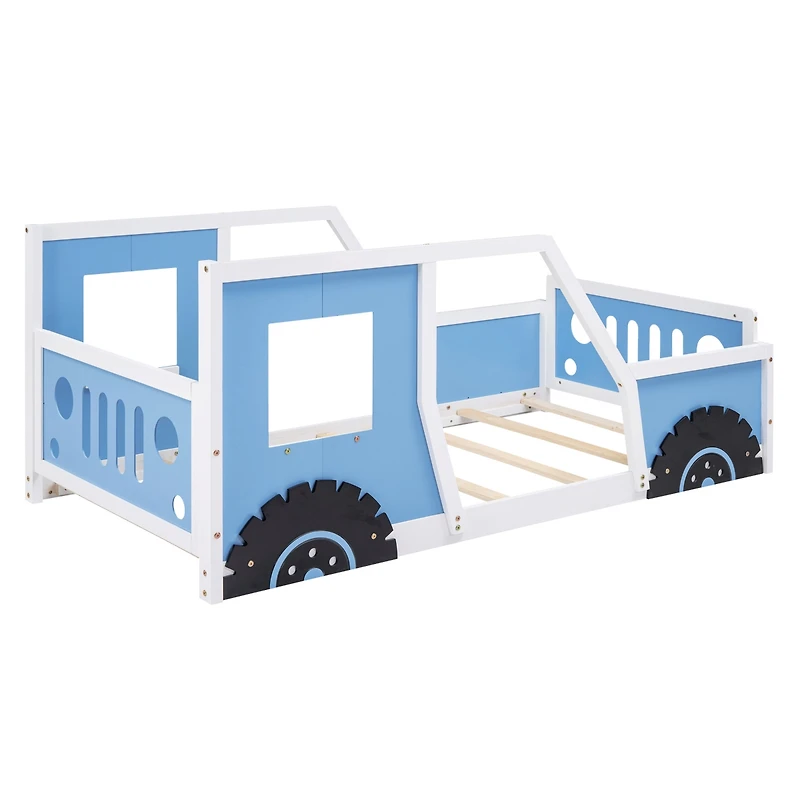 Streamdale Twin Classic Car-Shaped Platform Bed With Wheels