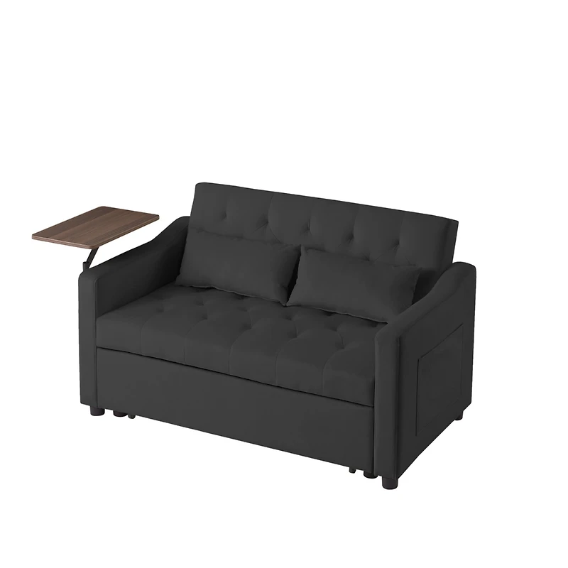 Streamdale Furniture Black Velvet Sofa Bed with Adjustable Positions