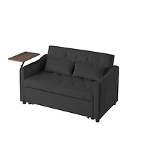 Streamdale Furniture Black Velvet Sofa Bed with Adjustable Positions