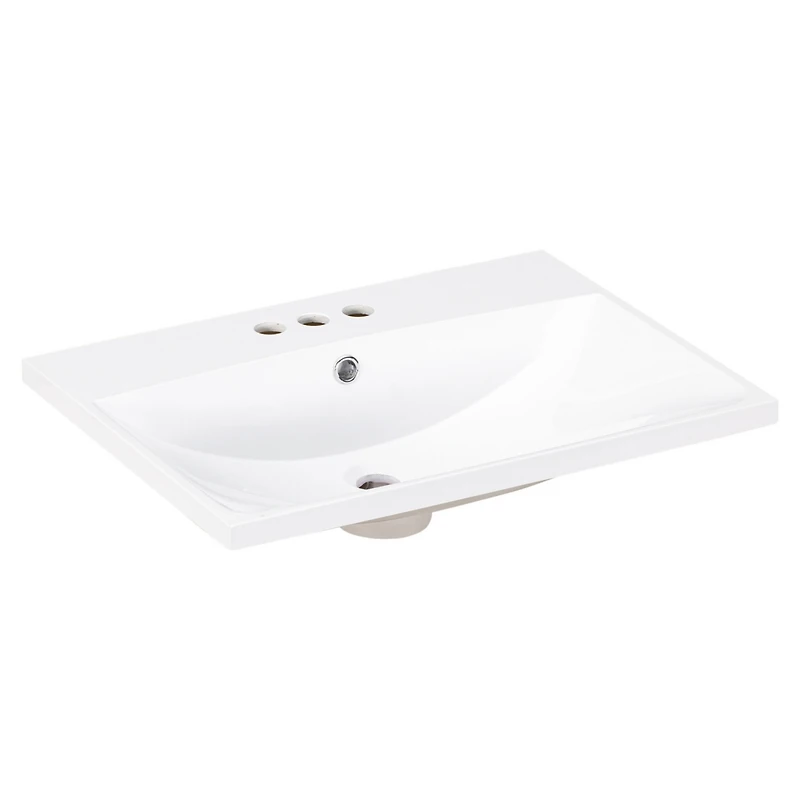Streamdale 24" Ceramic Vanity Top, White Basin, 3-Faucet Holes