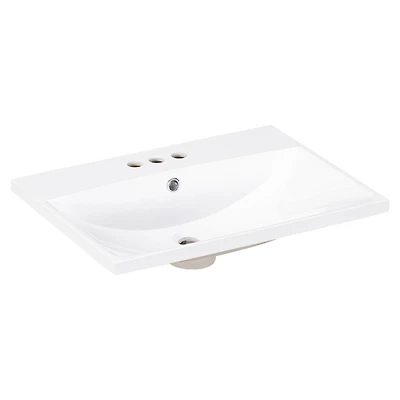 Streamdale 24" Ceramic Vanity Top, White Basin, 3-Faucet Holes