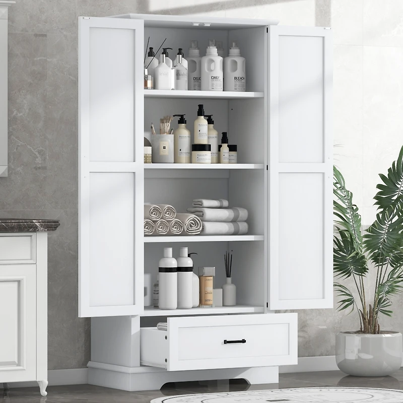 Tall Bathroom Cabinet with Adjustable Shelf and Drawer