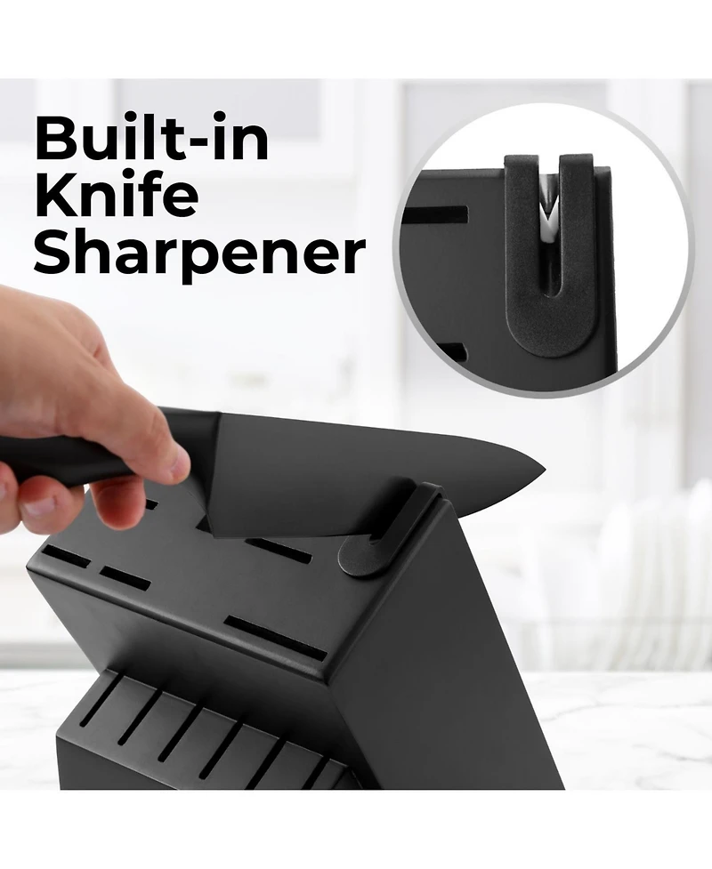 15 Piece Stainless Steel Knife Set with Block and Sharpener