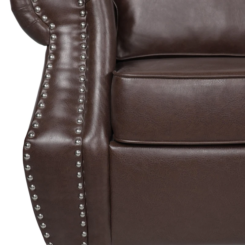Streamdale Contemporary Faux Leather Upholstered Sofa with Nailhead Accents