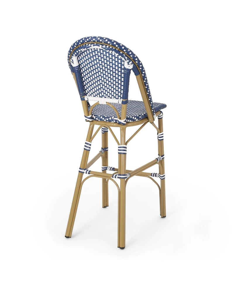 Streamdale Sleek Aluminum Bistro Barstools with Durable Poly Rattan Weave