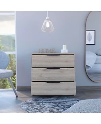 Streamdale Cannon 3-Drawer Rectangle Dresser Light Grey