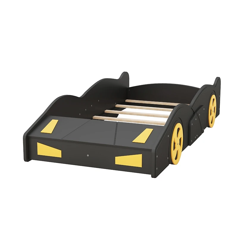 Streamdale Blue & Yellow Race Car Platform Bed with Storage