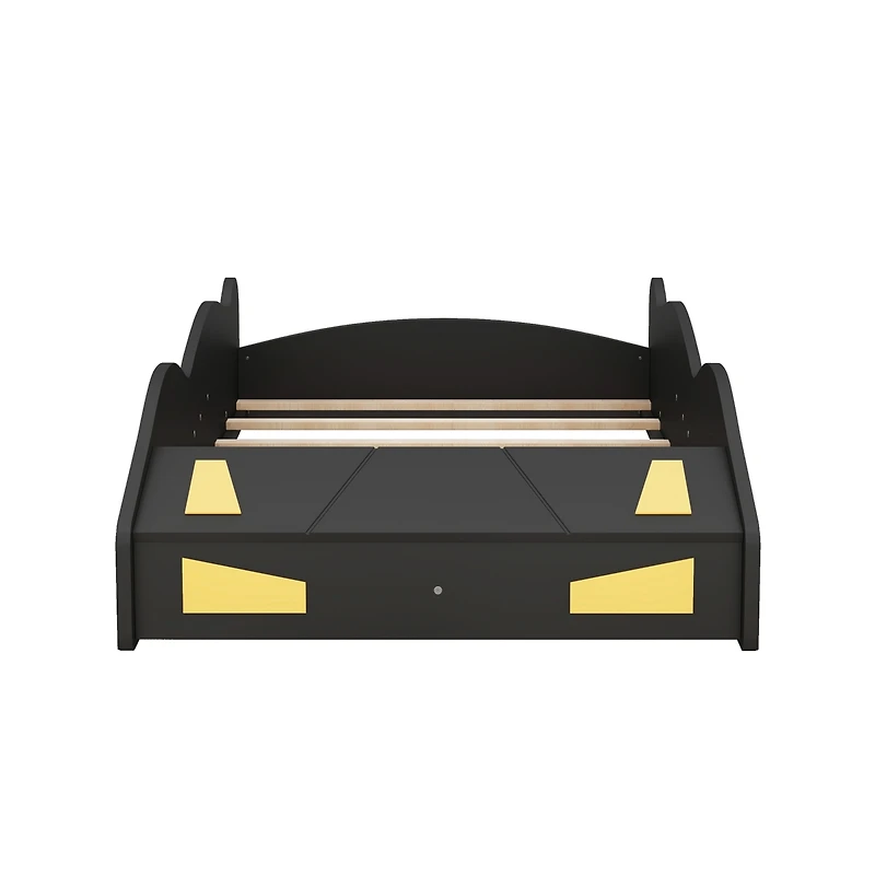 Streamdale Blue & Yellow Race Car Platform Bed with Storage