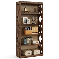 Tribesigns 6-Tier Bookcase, 70-Inch Tall Freestanding Bookshelf with Storage Shelves, Open Bookcase Wood Display Shelving Unit, Vintage Walnut