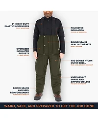RefrigiWear Men's Iron-Tuff Low Bib Overalls - Insulated Work Bibs, Water-Repellent, Windproof, -50°F Comfort Rating, Durable Cold-Weather Gear