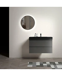 Streamdale Gray Bathroom Vanity with Sink, Large Storage Wall Mounted