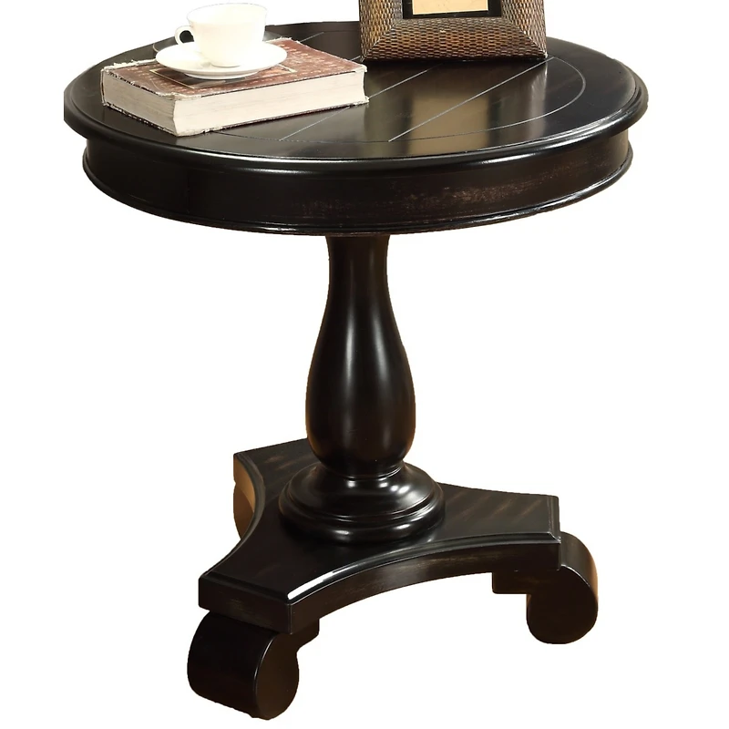 Streamdale Furniture Round Wood Pedestal Side Table, Black