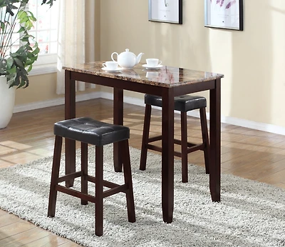 Streamdale Espresso Marble Breakfast Set with Stools