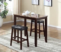 Streamdale Espresso Marble Breakfast Set with Stools