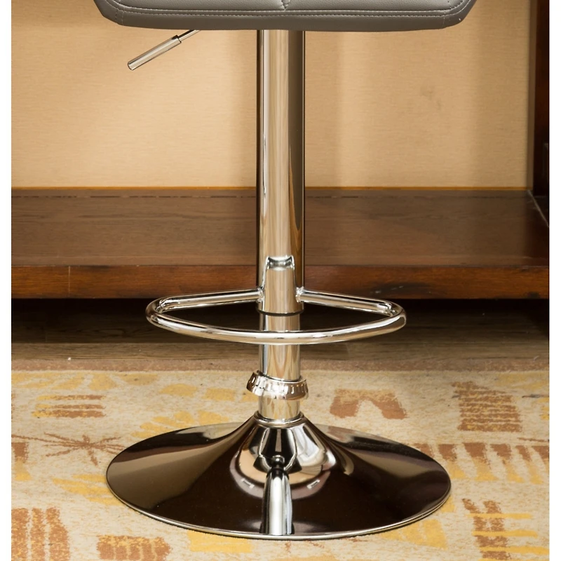 Simplie Fun Contemporary Tufted Adjustable Height Hidraulic Bar Stools, Set of 2, Grey