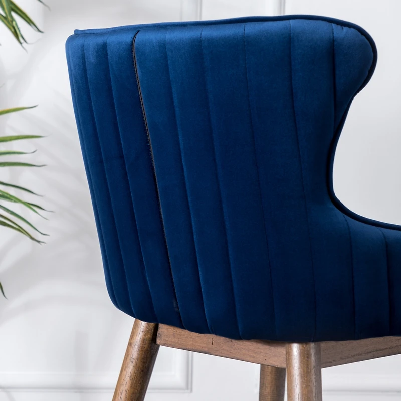 Simplie Fun Fabric Upholstered Wingback Bar Stools, Set of 2, Blue