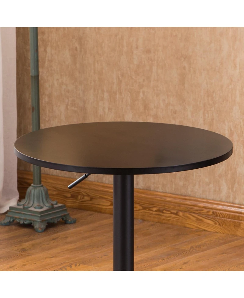 Streamdale Furniture Belham Black Round Top Adjustable Height with Black Leg And Base Metal Bar Table