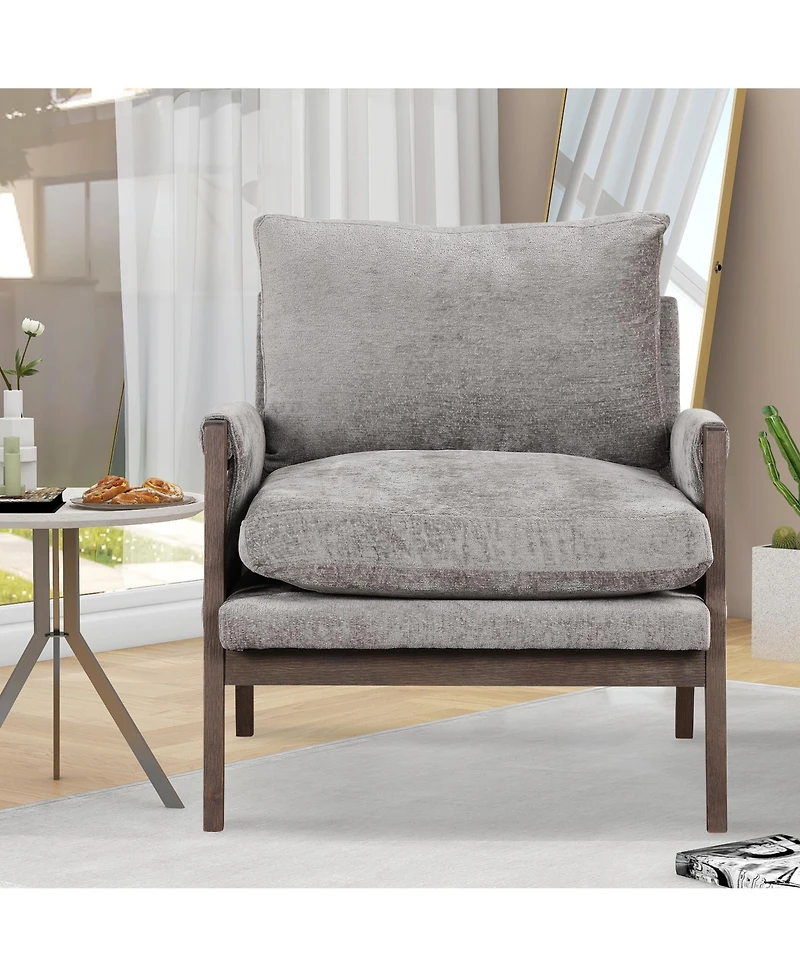 Streamdale Furniture Mid-Century Modern Velvet Accent Armchair, Gray