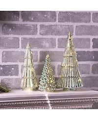 Slickblue Led Tree (Set of 3) 7.25"H, 9.5"H, 11.5"H Glass 3 Aa Batteries Not Included 6 Hr Timer