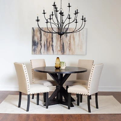 Streamdale 5-piece Dining Set, Cross-Buck Dining Table with 4 Stylish Chairs
