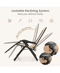 Skonyon Adjustable Metal Zero Gravity Lounge Chair with Removable Cushion and Cup Holder Tray