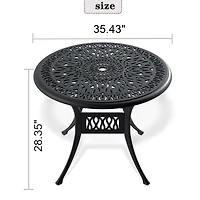 Streamdale 35" Cast Aluminum Patio Table with Umbrella Hole