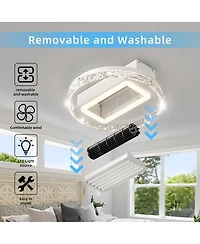 2 0" Modern Leafless Ceiling Fan With Remote Control Removable And Washable, Reversible Motor
