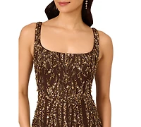Adrianna Papell Women's Square-Neck Embellished Gown