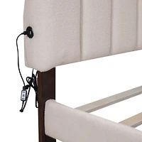 Streamdale Teddy Fleece Queen Upholstered Platform Bed With Drawer, White