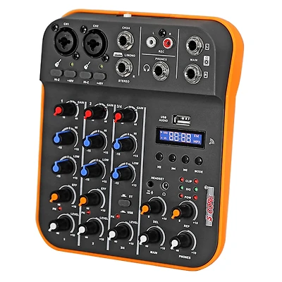 5 Core Audio Interface Mixer 4 Channel Pc Xlr Bluetooth Usb Dj Music Podcast Karaoke Sound Board