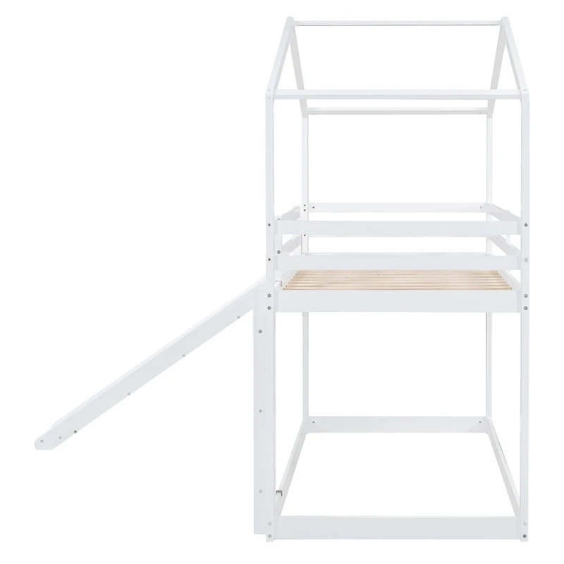 Streamdale Twin Over Twin Bunk Bed With Roof, Slide And Ladder