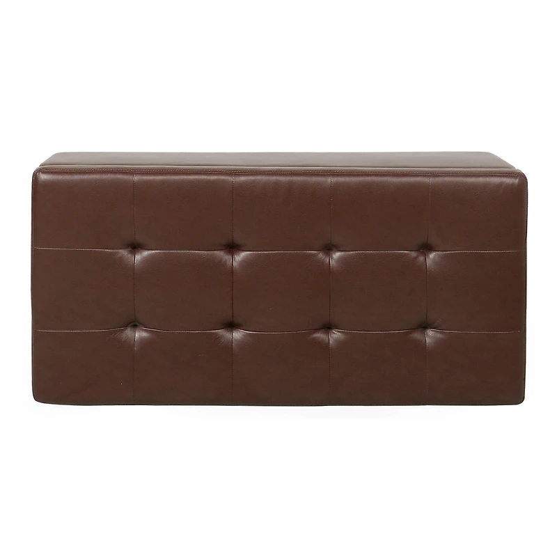 Streamdale Modern Pu Leather Upholstered Storage Ottoman Bench with Birch Legs
