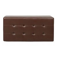 Streamdale Modern Pu Leather Upholstered Storage Ottoman Bench with Birch Legs