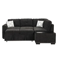Simplie Fun 83.8" Reversible Sectional Pull-Out Sofa Bed L-Shaped Corner Sofa Couch