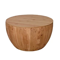 Retro Barrel Coffee Table with Storage, Solid Wood and Mdf