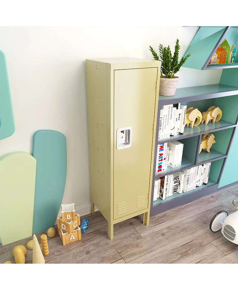 Streamdale Furniture Retro Style Metal Locker Cabinet - Yellow