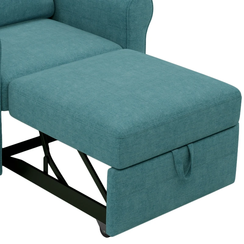 Streamdale Modern Teal 3-In-1 Sleeper Chair Bed