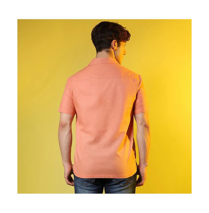 Campus Sutra Men's Tangarine Orange Heathered Shirt