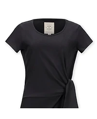 Hope & Henry Women's Organic Short Sleeve Knit Tie Midi Dress