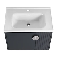 Sleek Wall-Mounted Vanity Dual-Door Design with Wave Plate and Ceramic Sink