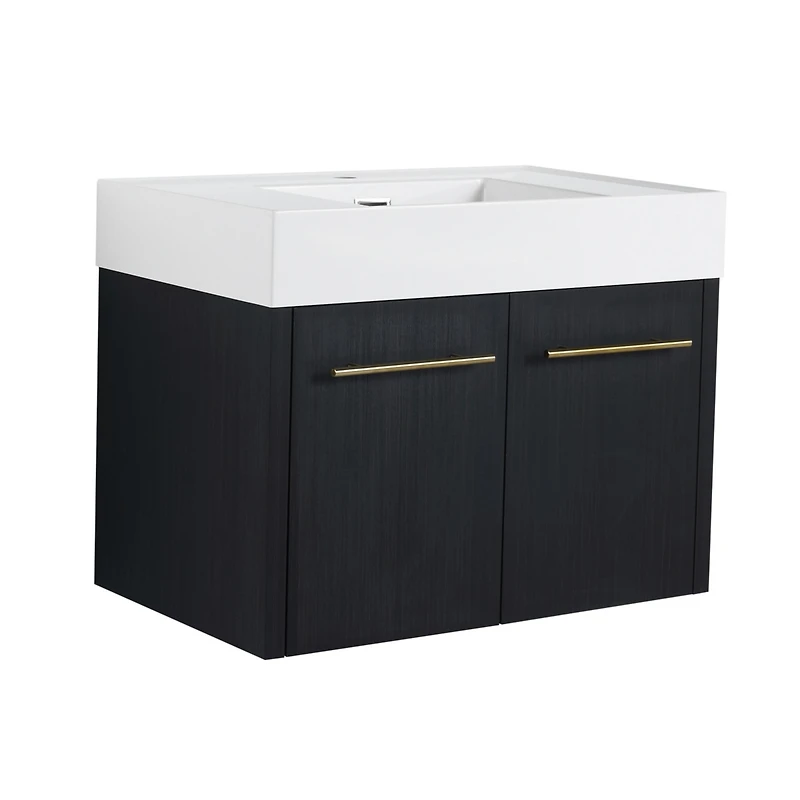 Modern Bathroom Vanity Unique Resin Sink, Soft Close Hinges, Durable Plywood