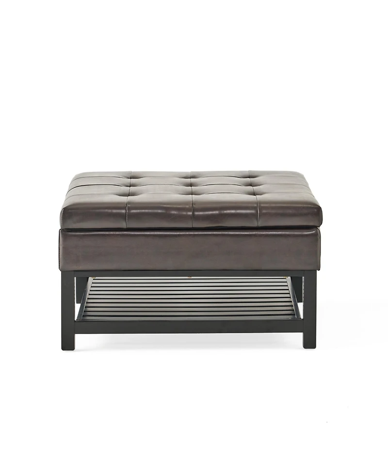 Finn Bonded Leather Ottoman With Storage And Rack