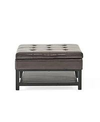 Finn Bonded Leather Ottoman With Storage And Rack