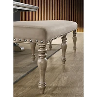 Simplie Fun Microfiber Upholstered Bench with Nail Head Trim in Driftwood Finish