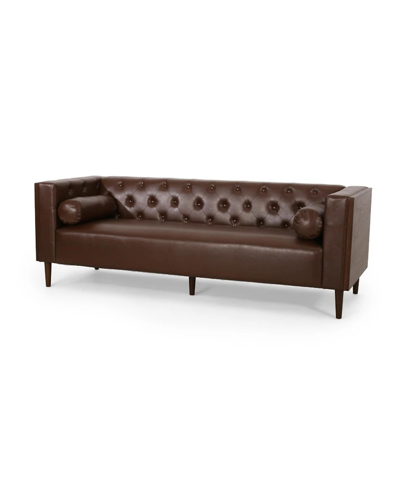 Streamdale Furniture Contemporary Tufted 3-Seater Sofa With Wood Accents