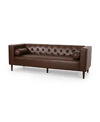 Streamdale Furniture Contemporary Tufted 3-Seater Sofa With Wood Accents