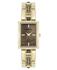 Anne Klein Women's Quartz Pyrite Gemstone Accented Gold-Tone Alloy Metal Bracelet Watch, 21mm