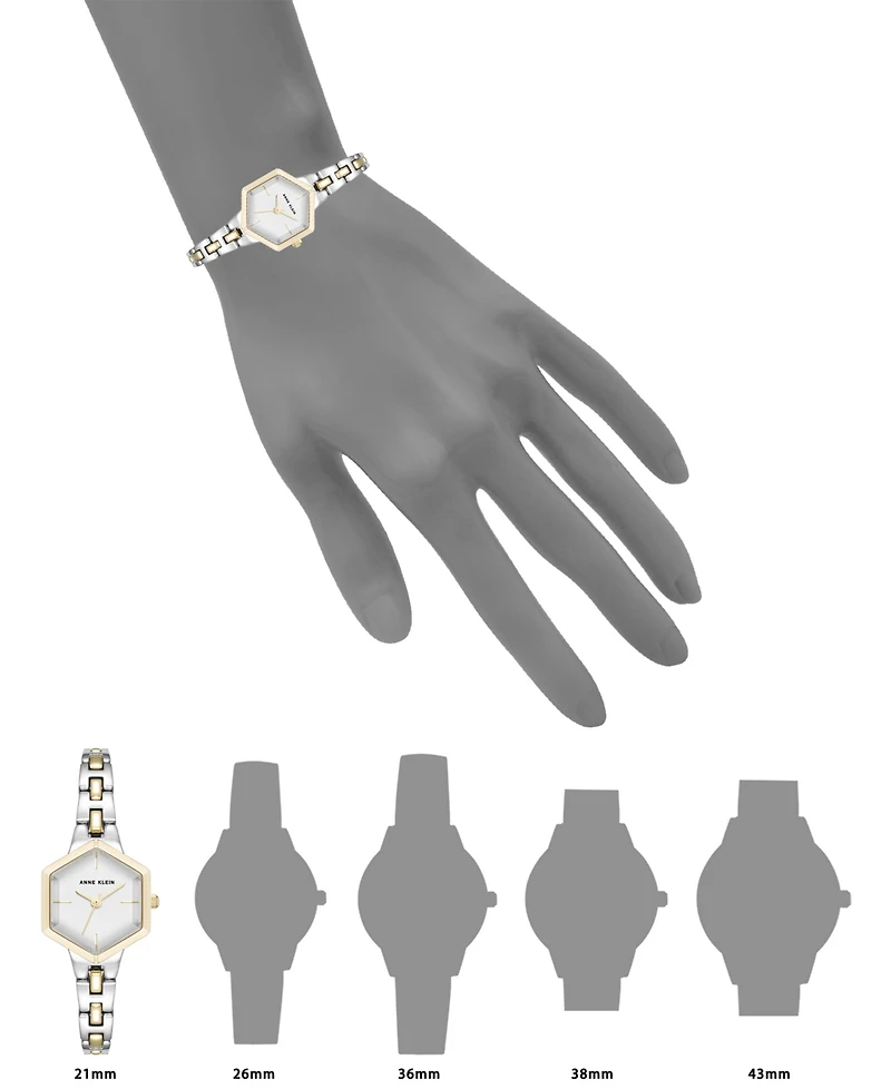 Anne Klein Women's Quartz Petite Hexagonal Two-Tone Alloy Metal Bracelet Watch, 21mm