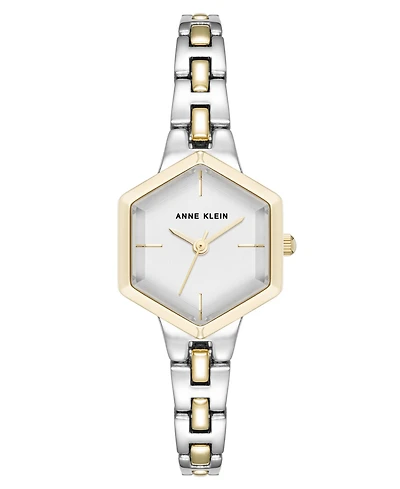 Anne Klein Women's Quartz Petite Hexagonal Two-Tone Alloy Metal Bracelet Watch, 21mm