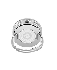 Anne Klein Women's Quartz Faceted Crystal Silver-Tone Alloy Metal Ring Watch, 20mm
